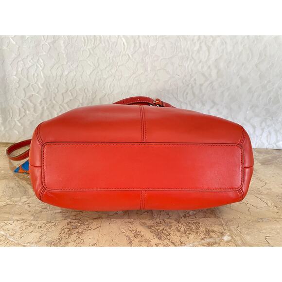 Coach Ergo Pleated hobo/soho red-orange Leather Shoulder Bag F13764 - Picture 7 of 11